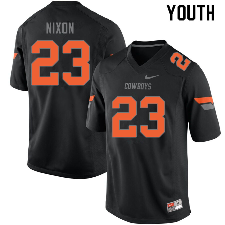 Youth #23 Jaden Nixon Oklahoma State Cowboys College Football Jerseys Sale-Black - Click Image to Close
